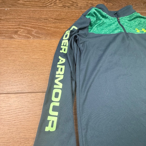 Under Armour Youth Heat Gear Loose Quarter Zip, Green, Athletic, YSM, Sports - Picture 2 of 10